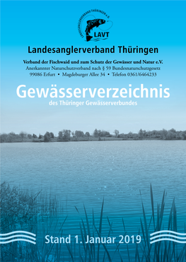 Gewässerverzeichnis Des Thüringer Gewässerverbundes
