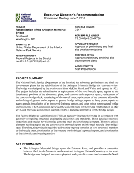 Rehabilitation of the Arlington Memorial Bridge for Concept Review