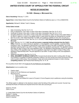 District Court of Northern California Docketing Notice 11 February 2015