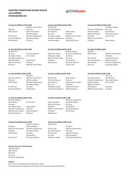 Razpored Tekmovalne Sezone 2019/20 Liga Goričko Spomladanski Del