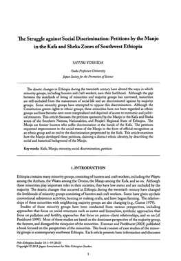The Struggle Against Social Discrimination: Petitions by the Manjo in the Kafa and Sheka Zones of Southwest Ethiopia