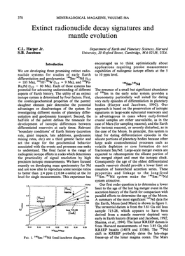 Extinct Radionuclide Decay Signatures and Mantle Evolution