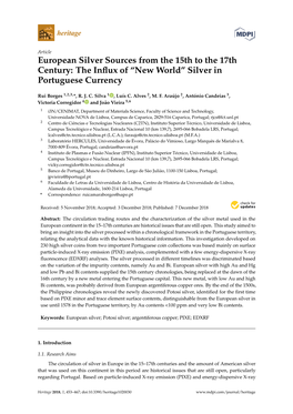 European Silver Sources from the 15Th to the 17Th Century: the Inﬂux of “New World” Silver in Portuguese Currency