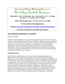 The College Football Historian ™ Expanding the Knowledge and Information on College Football’S Unique Past—Today!