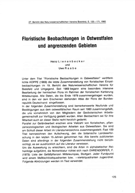 Floristische Beobachtungen in Ostwestfalen Und Angrenzenden Gebieten