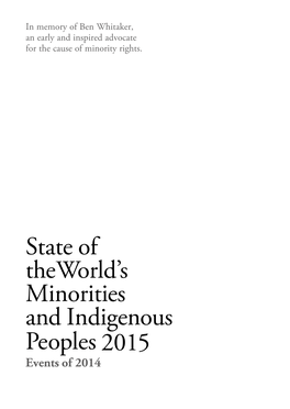 State of the World's Minorities and Indigenous Peoples 2015