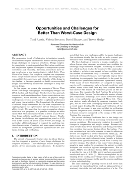 Opportunities and Challenges for Better Than Worst-Case Design