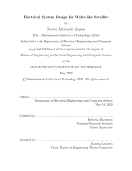 Electrical System Design for Wafer-Like Satellite Xavier