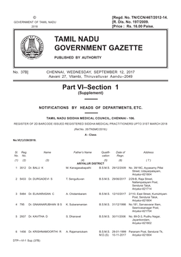 Tamil Nadu Government Gazette