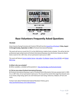 Race Volunteers Frequently Asked Questions