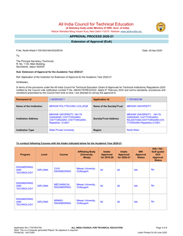 All India Council for Technical Education (A Statutory Body Under Ministry of HRD, Govt