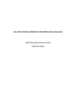 Use of the Harkness Method in the Mathematics Classroom