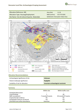 Doncaster Local Plan: Archaeological Scoping Assessment Allocation Reference