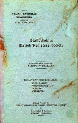 Roman Catholic Registers 1720-1830