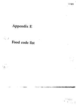 Appendix E Food Code List