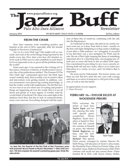 Palo Alto Jazz Alliance Newsletter January 2013 PO BOX 60397, PALO ALTO, CA 94306 Ed Fox, Editor