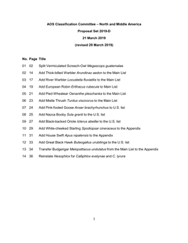 North and Middle America Proposal Set 2019-D 21 March 2019