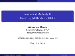 One-Step Methods for Odes