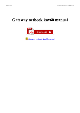 Gateway Netbook Kav60 Manual