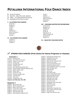 Petaluma International Folk Dance Index