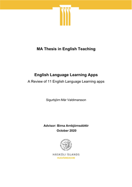 MA Thesis in English Teaching English Language Learning Apps