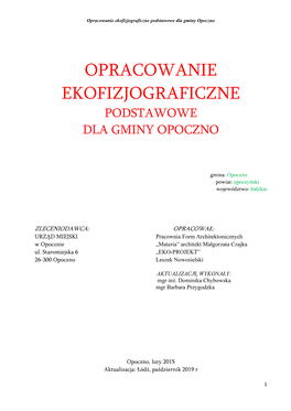 Opracowanie Ekofizjograficzne Podstawowe Dla Gminy Opoczno