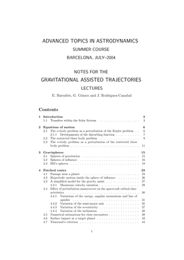 Gravitational Assisted Trajectories Lectures E