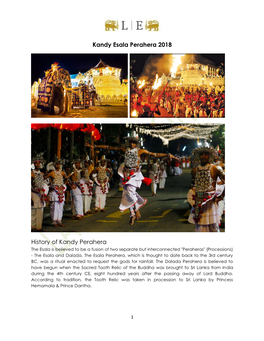 Kandy Esala Perahera 2018 History of Kandy Perahera