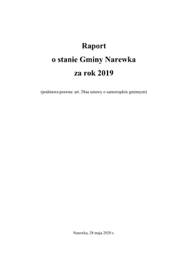 Raport O Stanie Gminy Narewka Za Rok 2019