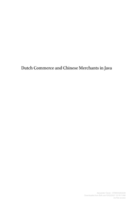 Dutch Commerce and Chinese Merchants in Java