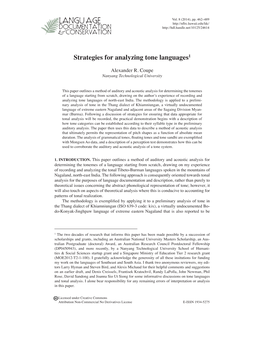 Strategies for Analyzing Tone Languages1