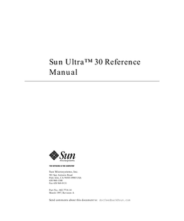 Sun Ultra 30 Reference Manual
