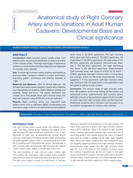 Anatomical Study of Right Coronary Artery and Its Variations in Adult Human Cadavers