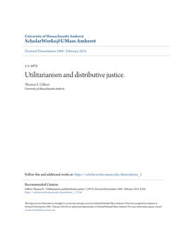 Utilitarianism and Distributive Justice. Thomas E