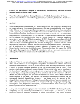 1 Genetic and Phylogenetic Analysis of Dissimilatory Iodate-Reducing