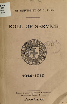 Roll of Service, 1914-1919