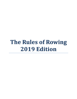 The Rules of Rowing 2019 Edition