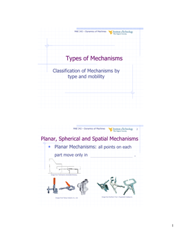 Classification of Mechanisms by Type and Mobility