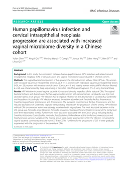 Human Papillomavirus Infection and Cervical Intraepithelial Neoplasia