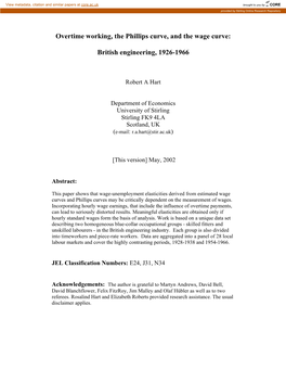 Overtime Working, the Phillips Curve, and the Wage Curve