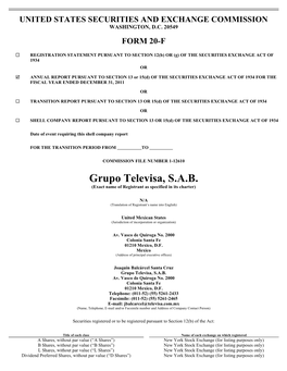Grupo Televisa, S.A.B. (Exact Name of Registrant As Specified in Its Charter)