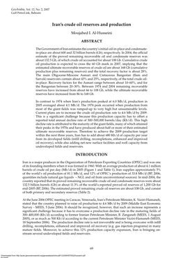 Iran's Crude Oil Reserves and Production