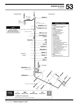 Route 53 Routing 53X Weekday Routing and Stops No Service on Some Trips N