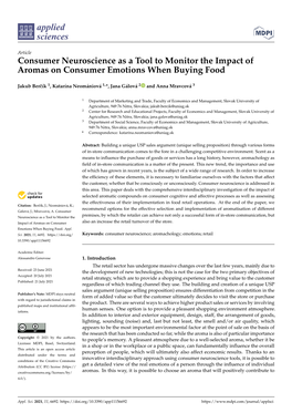 Consumer Neuroscience As a Tool to Monitor the Impact of Aromas on Consumer Emotions When Buying Food