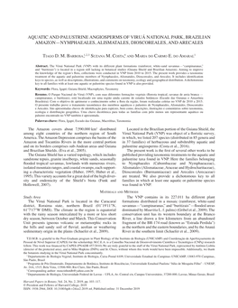 Aquatic and Palustrine Angiosperms of Viruá National Park, Brazilian Amazon—Nymphaeales, Alismatales, Dioscoreales, and Arecales