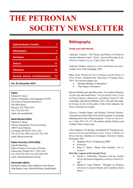 The Petronian Society Newsletter