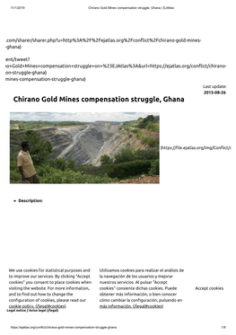 Chirano Gold Mines Compensation Struggle, Ghana | Ejatlas