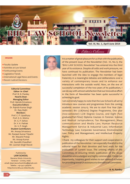 News Letter Vol. III, No. 1, April-June 2014