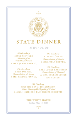 State Dinner in Honor Of