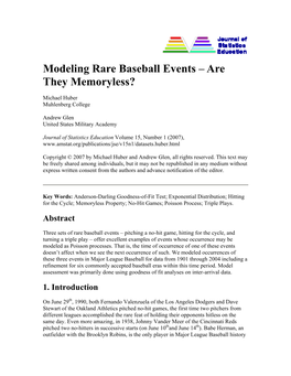 Modeling Rare Baseball Events – Are They Memoryless?